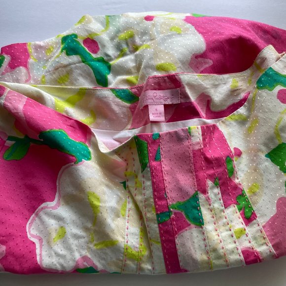 Lilly Pulitzer Pink Pleated Skirt 4 Floral Flower Cotton Caldwell Diddy - Picture 6 of 8